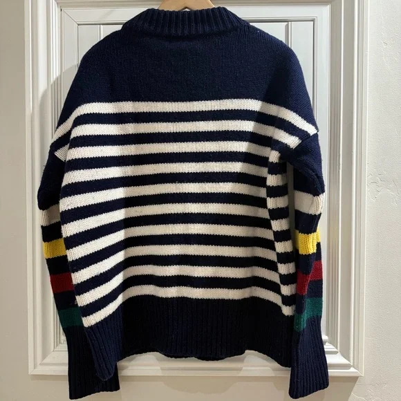 La Ligne New York Navy Blue and White Striped Knitted Sweater - Size Medium - Picture 3 of 5